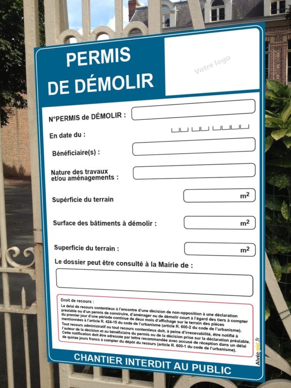 ALVEO-PRINT - Permis de démolir 80x120cm x3,5mm